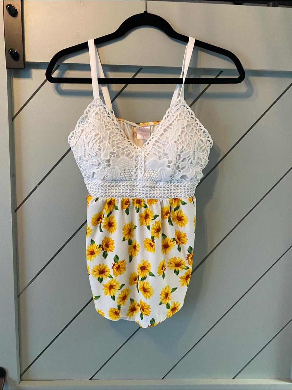 No Boundaries White Crochet Sunflower Romper